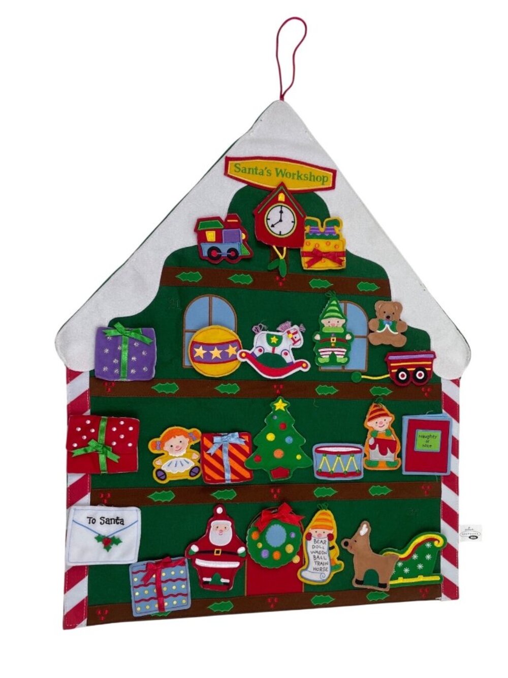Hallmark Kids Santas Workshop Felt Advent Calendar W/ 24 Magnetic Pieces